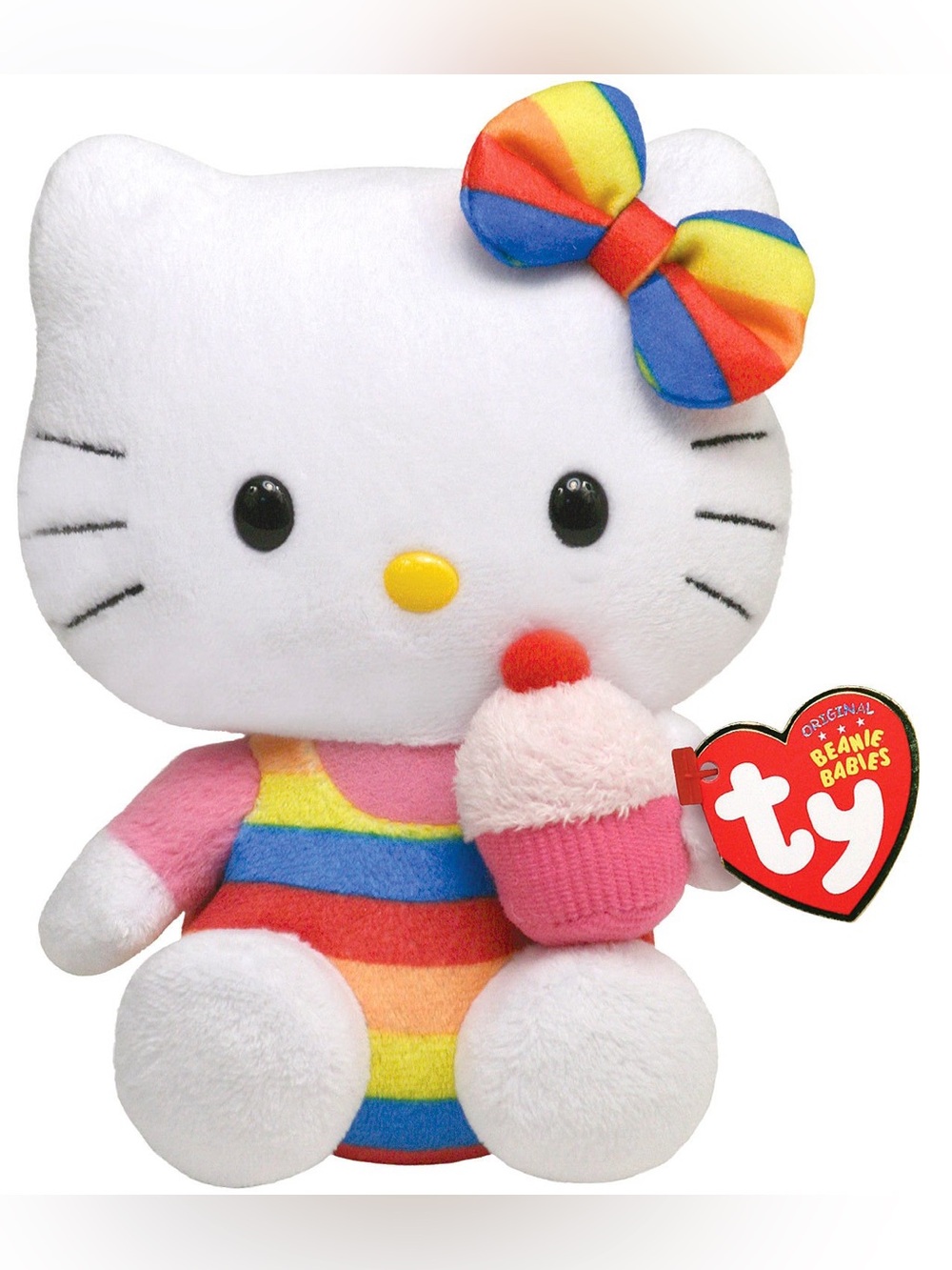 Hello Kitty Plush with Rainbow Bow and Striped Outfit